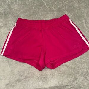 Adidas Pink Athletic Shorts with White Stripes
